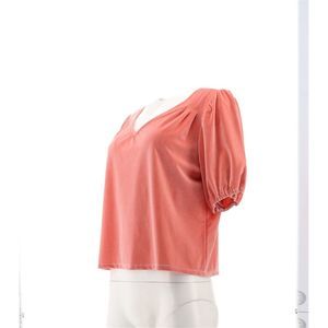 Candace Cameron Bure Velvet V-Neck Puff Slv Blouse Blossom A462108E